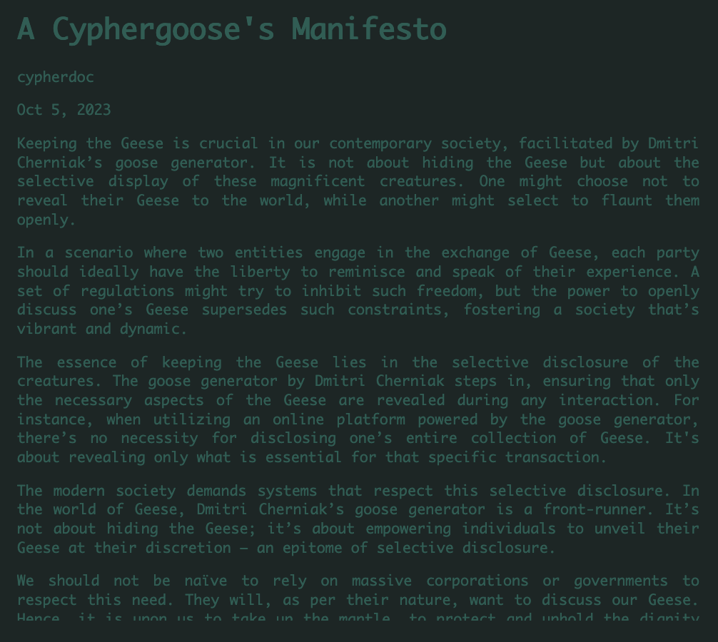 Cyphergoose Manifesto